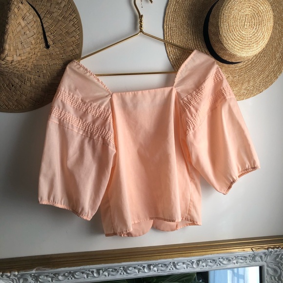 True Vintage Puff Sleeve Creamsicle Blouse Top - Picture 7 of 9